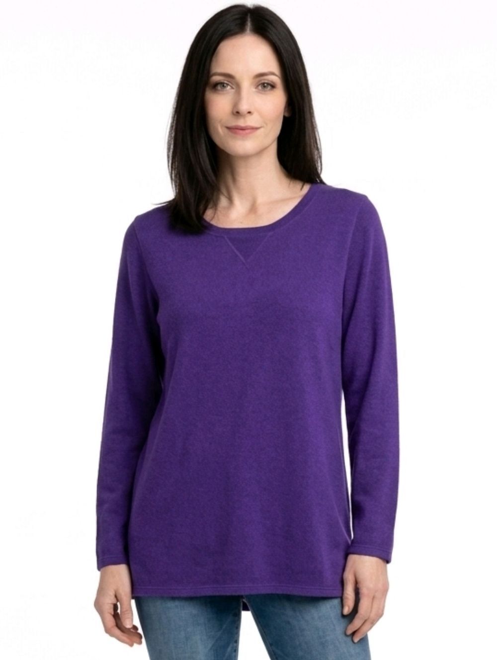 Denim & Co. Purple Tunic Length Sweatshirt Size M